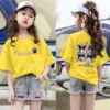 2023 Sanrioed Anime Kuromi Kids T Shirt Kawaii Cartoon Girl Clothes Summer Round Neck Short Sleeve 2 - Kuromi Store