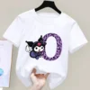 Kuromi Anime Letter A Z Children s Short sleeved New Sanrio Summer T shirt Clothes Girly 4 - Kuromi Store