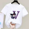 Kuromi Anime Letter A Z Children s Short sleeved New Sanrio Summer T shirt Clothes Girly 5 - Kuromi Store