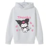 Kuromi Thick Hoodie for Children Cute Sanrio Cartoon Fleece Clothing for Girls Trendy Hoodies Clothes Sweatshirt 2 - Kuromi Store