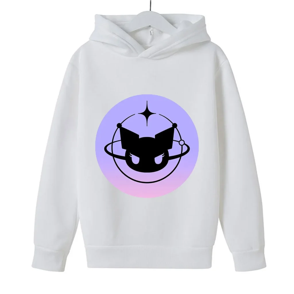 Kuromi Thick Hoodie for Children Cute Sanrio Cartoon Fleece Clothing for Girls Trendy Hoodies Clothes Sweatshirt 8 - Kuromi Store