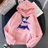 New Kuromi Sweater Kawaii Sanrio Japanese Autumn Student Cartoon Print Hoodie Couple Clothing Children s Birthday 2 - Kuromi Store