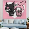 Sanrios Kuromi My Melody Hanging Cloth Anime Kawaii Wall Decoration Cute Cartoon Poster Wall Sticker Background 5 - Kuromi Store